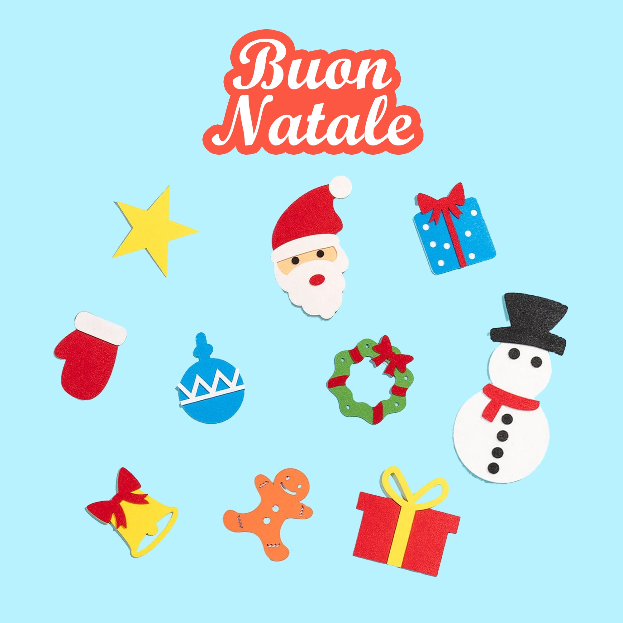10 Decorazioni natalizie aggiuntive + 1 Decorazione "Buon Natale"
